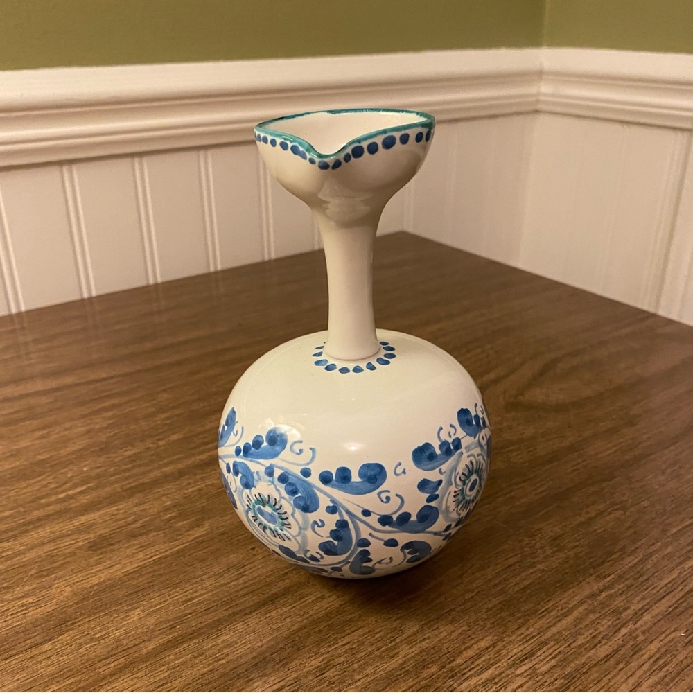 Vintage Hand Painted Delft Style Blue and White Jug signed Beaufort College?